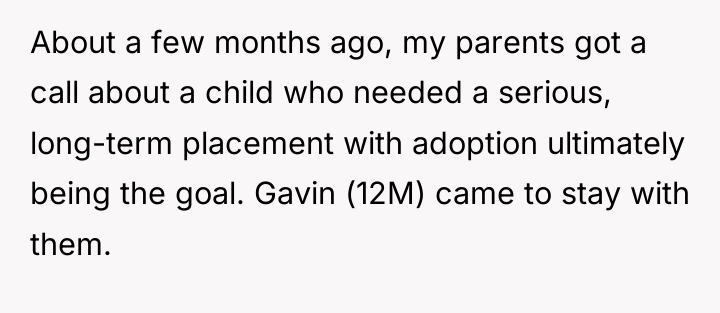About a few months ago, my parents got a call...
