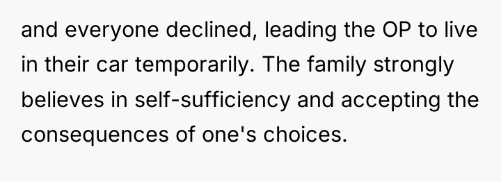 and everyone declined, leading the OP to live in their...