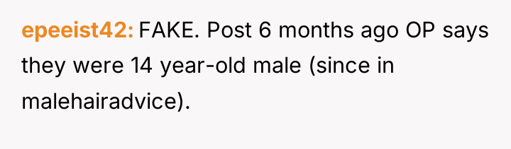 epeeist42 FAKE. Post 6 months ago OP says they were...