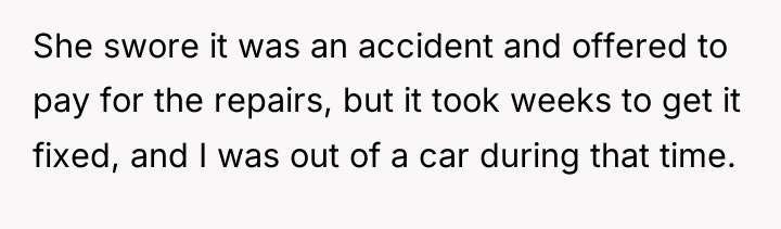 She swore it was an accident and offered to pay...