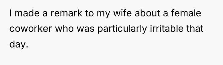 I made a remark to my wife about a female...