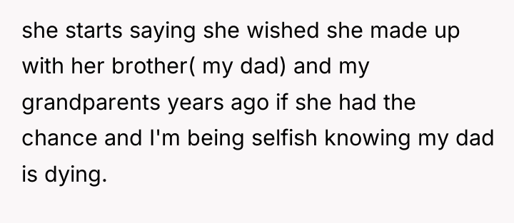 she starts saying she wished she made up with her...
