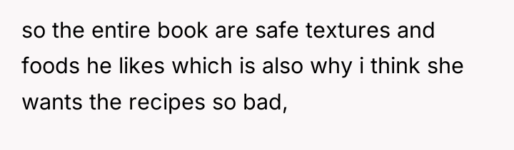 so the entire book are safe textures and foods he...