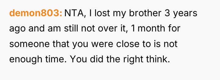 demon803 NTA, I lost my brother 3 years ago and...