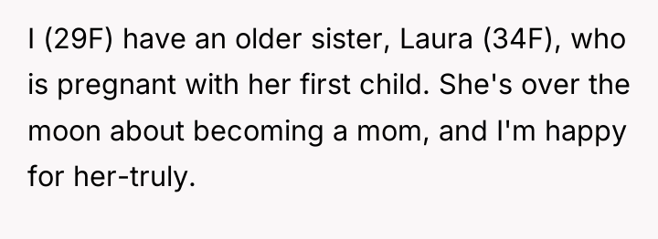 I (29F) have an older sister, Laura (34F), who is...