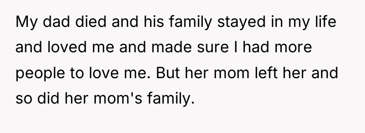 My dad died and his family stayed in my life...