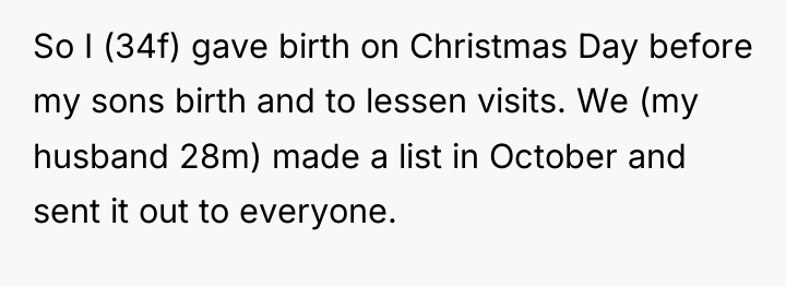 So I (34f) gave birth on Christmas Day before my...