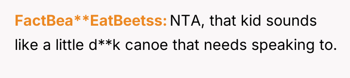 FactBea**EatBeetss NTA, that kid sounds like a little d**k canoe...