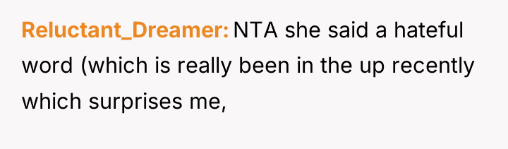Reluctant_Dreamer NTA she said a hateful word (which is really...
