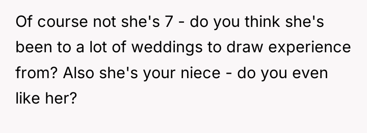 Of course not she's 7 - do you think she's...