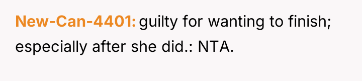New-Can-4401 guilty for wanting to finish; especially after she did.:...