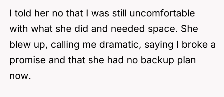 I told her no that I was still uncomfortable with...