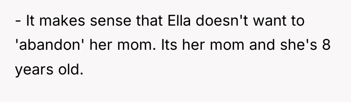 - It makes sense that Ella doesn't want to 'abandon'...