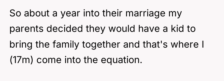 So about a year into their marriage my parents decided...