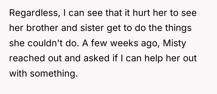 Regardless, I can see that it hurt her to see...