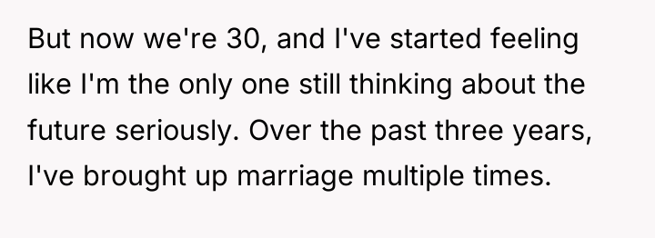 But now we're 30, and I've started feeling like I'm...