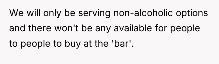 We will only be serving non-alcoholic options and there won't...