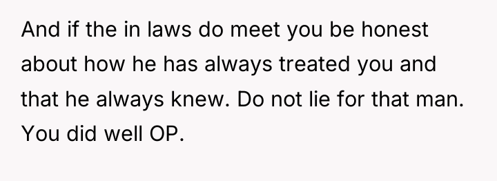 And if the in laws do meet you be honest...