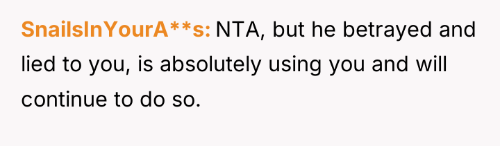 SnailsInYourA**s NTA, but he betrayed and lied to you, is...
