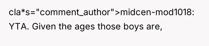 cla*s="comment_author">midcen-mod1018: YTA. Given the ages those boys are,