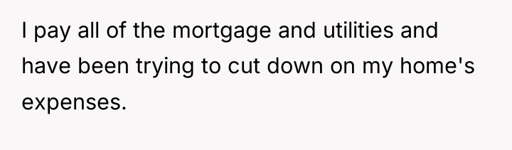 I pay all of the mortgage and utilities and have...