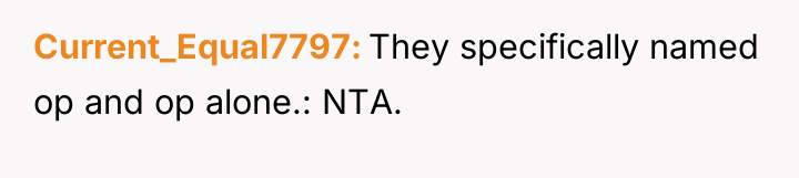 Current_Equal7797 They specifically named op and op alone.: NTA.