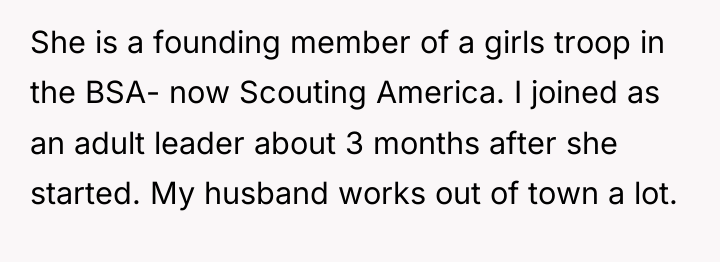 She is a founding member of a girls troop in...