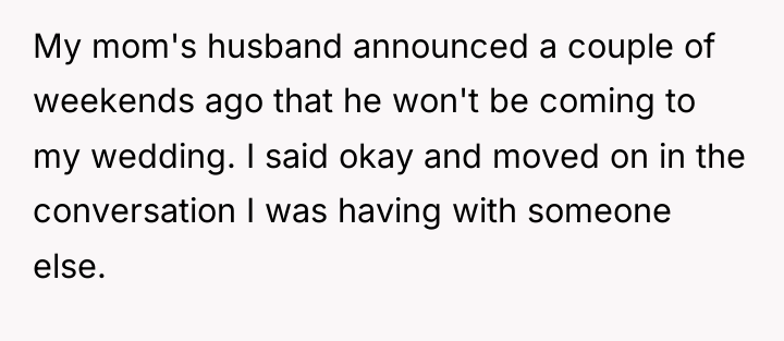My mom's husband announced a couple of weekends ago that...