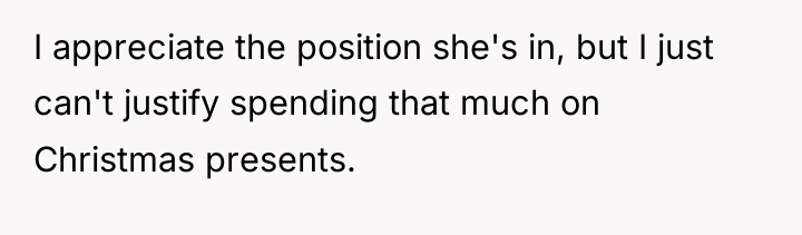 I appreciate the position she's in, but I just can't...