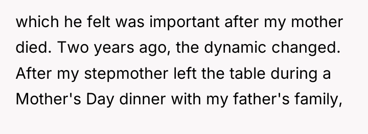 which he felt was important after my mother died. Two...