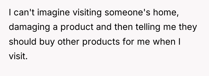 I can't imagine visiting someone's home, damaging a product and...