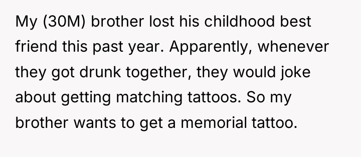My (30M) brother lost his childhood best friend this past...