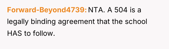 Forward-Beyond4739 NTA. A 504 is a legally binding agreement that...
