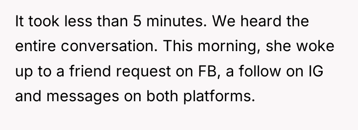 It took less than 5 minutes. We heard the entire...