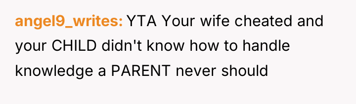angel9_writes YTA Your wife cheated and your CHILD didn't know...