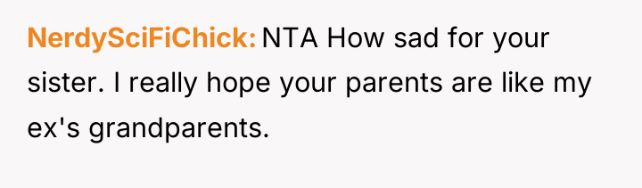 NerdySciFiChick NTA How sad for your sister. I really hope...