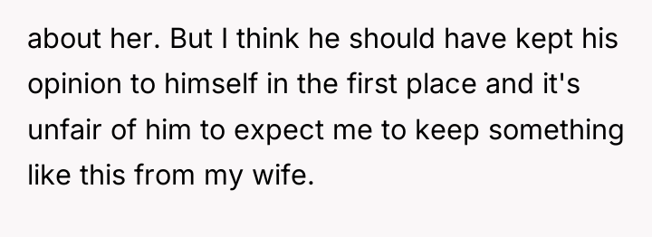 about her. But I think he should have kept his...