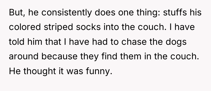 But, he consistently does one thing: stuffs his colored striped...