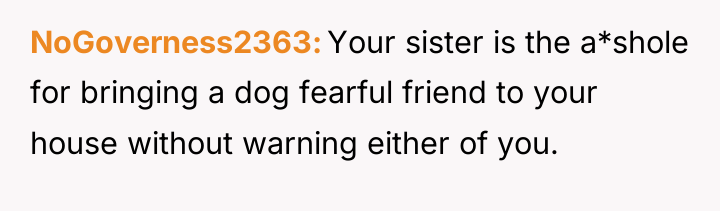 NoGoverness2363 Your sister is the a*shole for bringing a dog...