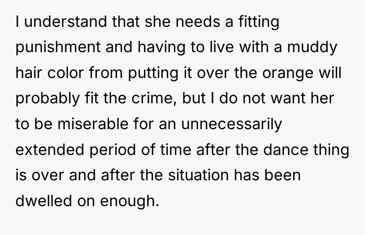 I understand that she needs a fitting punishment and having...