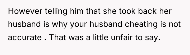 However telling him that she took back her husband is...