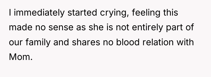 I immediately started crying, feeling this made no sense as...