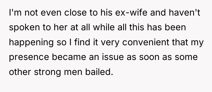 I'm not even close to his ex-wife and haven't spoken...