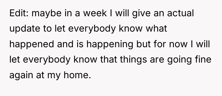 Edit: maybe in a week I will give an actual...