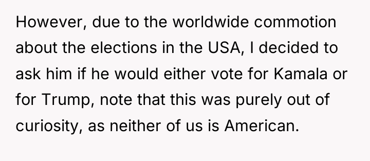 However, due to the worldwide commotion about the elections in...