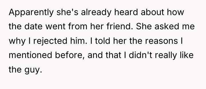 Apparently she's already heard about how the date went from...