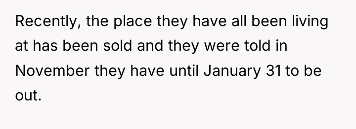 Recently, the place they have all been living at has...