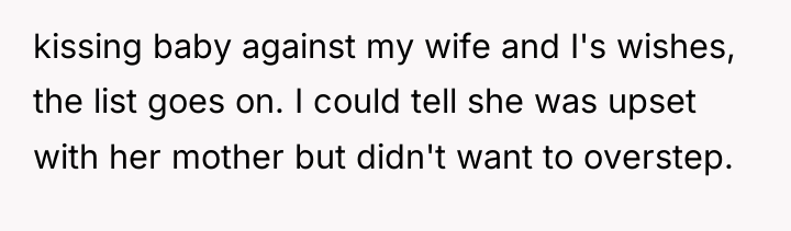 kissing baby against my wife and I's wishes, the list...