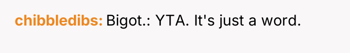chibbledibs Bigot.: YTA. It's just a word.