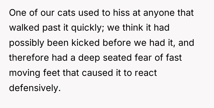One of our cats used to hiss at anyone that...